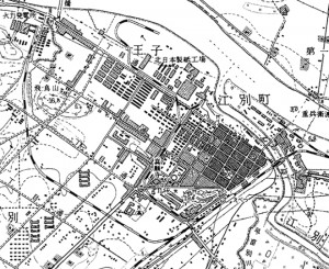 1950年　江別駅周辺古地図
