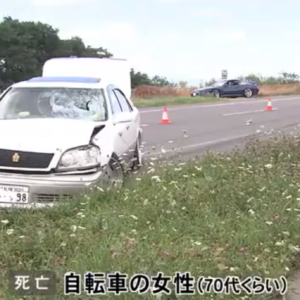 事故】江別市一番町 国道12号交差点で自転車が車に突っ込み大怪我 