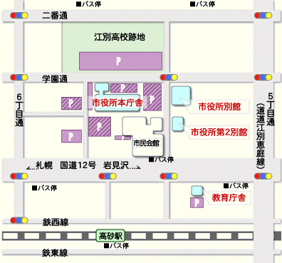 江別市役所新庁舎地図