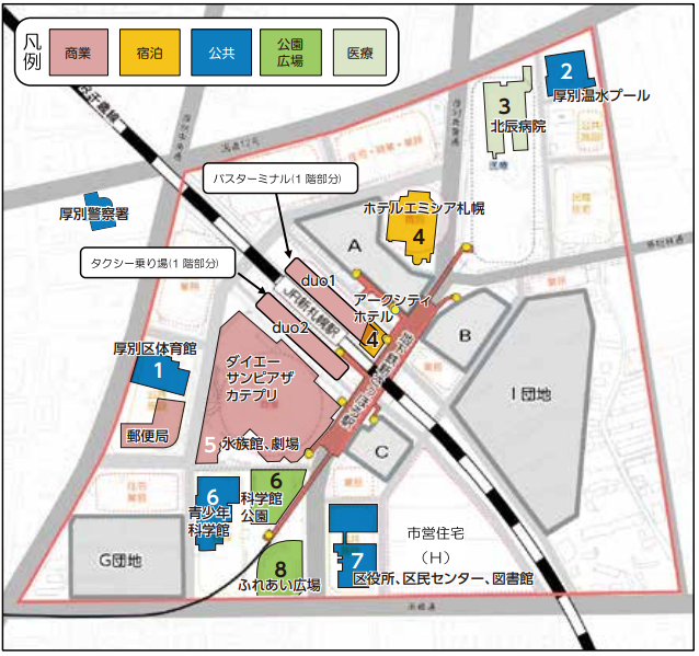 新札幌再開発地区A・B・C・I・G街区地図