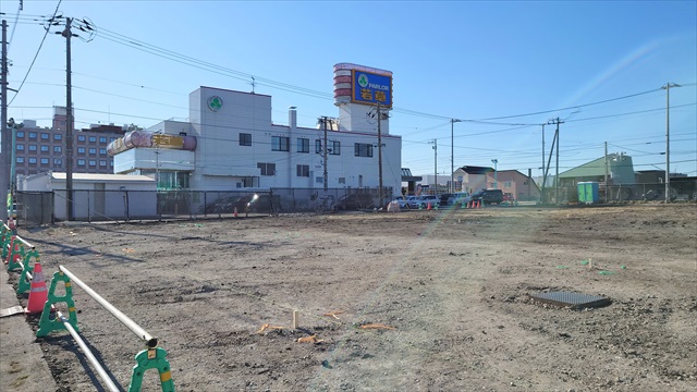 ビクトリアステーション江別高砂店跡地工事現場の様子
