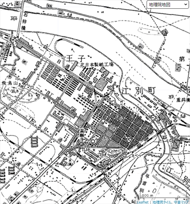 江別市街地 古地図（1950年・昭和25年）