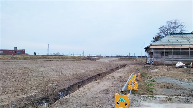 石狩川堤防工事中