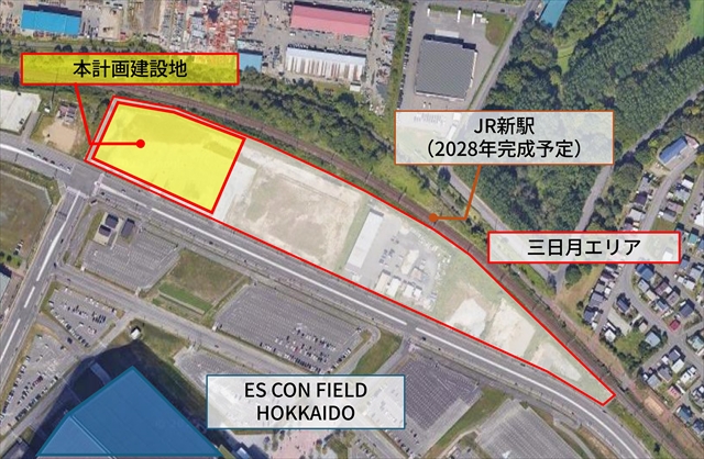 Fビレッジと新駅建設地に近接した「三日月エリア」