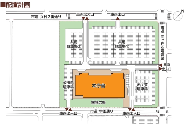 江別市役所新庁舎配置図