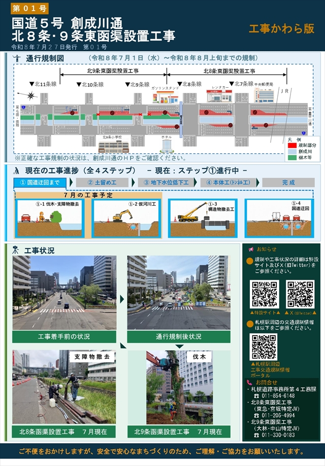 一般国道5号創成川通「都心アクセス道路」工事中