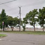 江別市役所新庁舎工事現場と学園通り