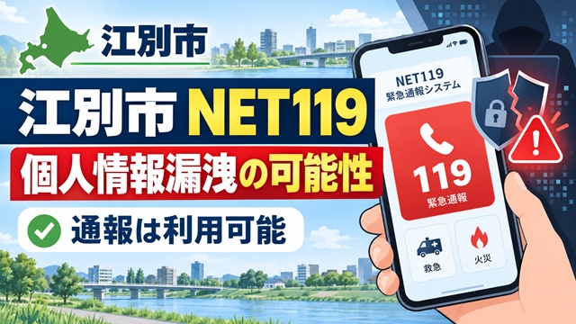 【江別市】緊急通報システム「NET119」でも個人情報漏洩の可能性　現在も通報は利用可能
