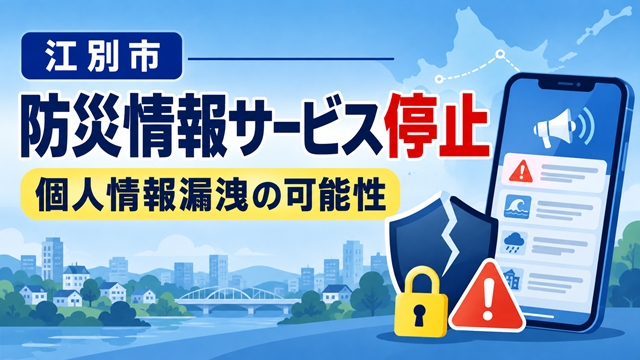 【江別市】防災情報提供サービスが緊急停止 不正アクセスで個人情報漏洩の可能性