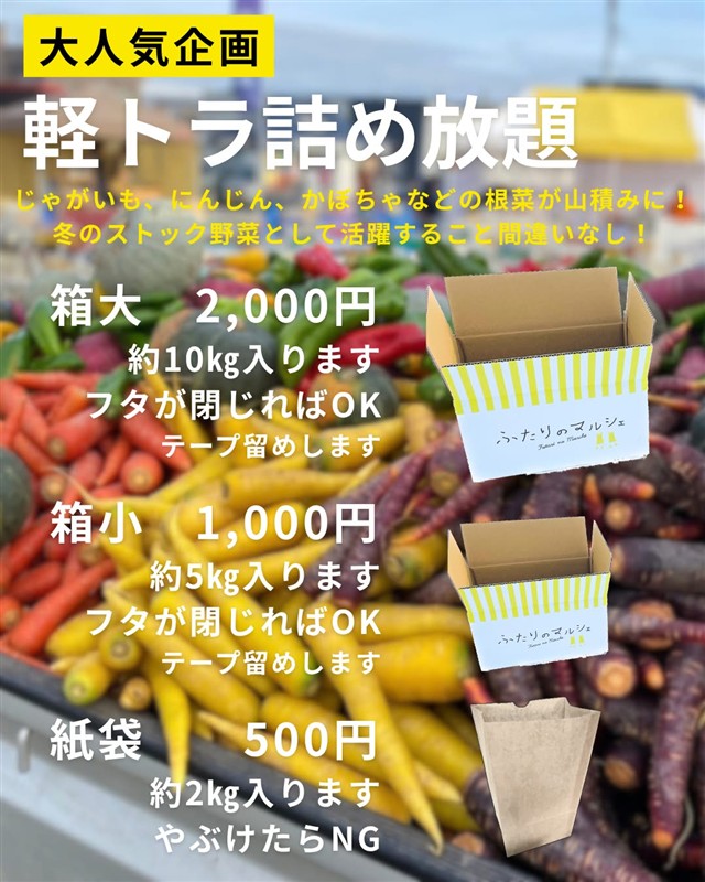 軽トラ野菜詰め放題の料金とルール
